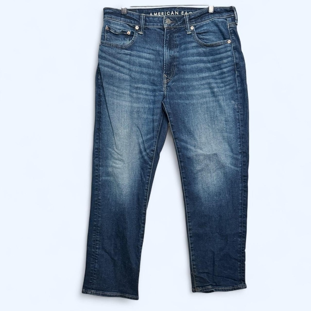 American Eagle AirFlex+ Athletic Straight Jeans 33x30 Dark Wash Stretch Denim